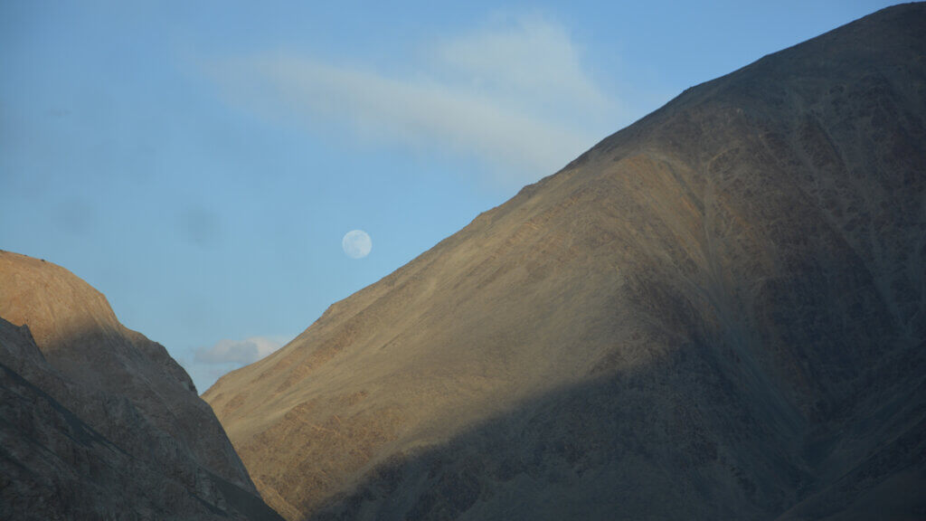 Pangong Lake and Moon