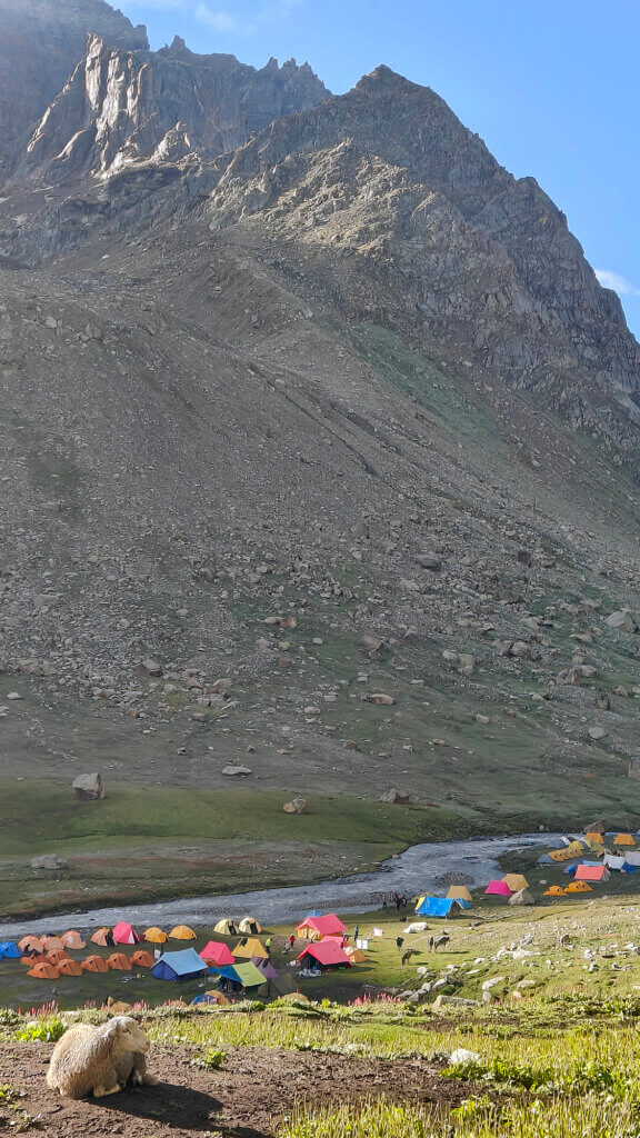 The camp and mountains