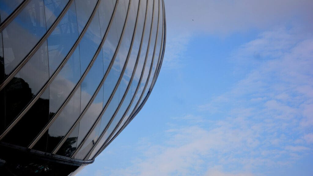 The glass and the sky and the reflection