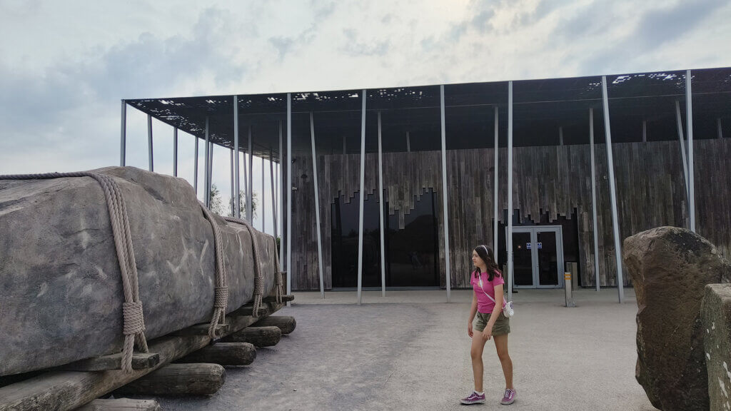 Megallith in front of the center