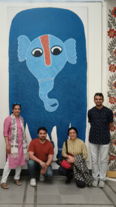 Blue lephant in Gond art at Bhopal Manav sangrahalay